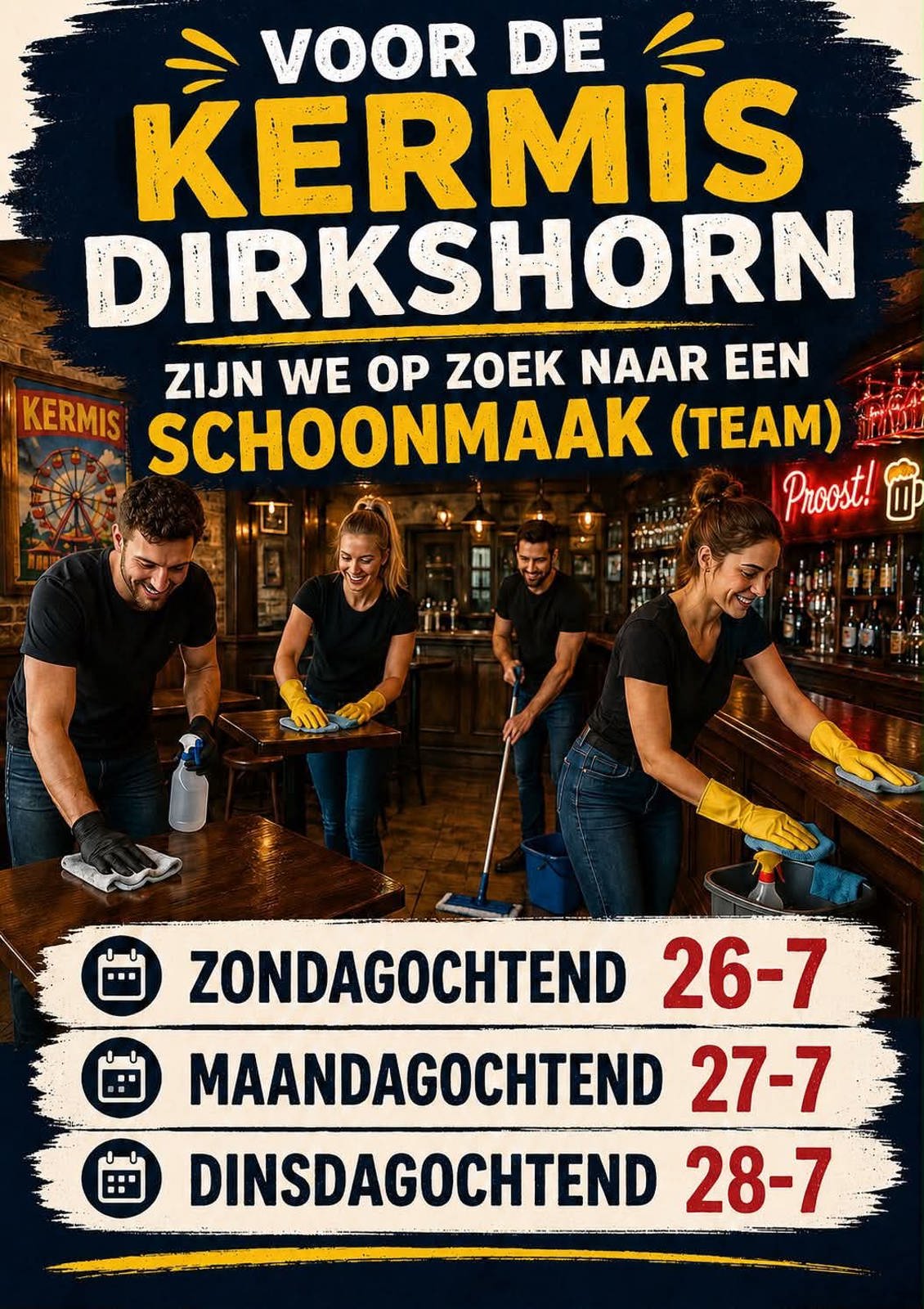 Wij zoeken een schoonmaak team.