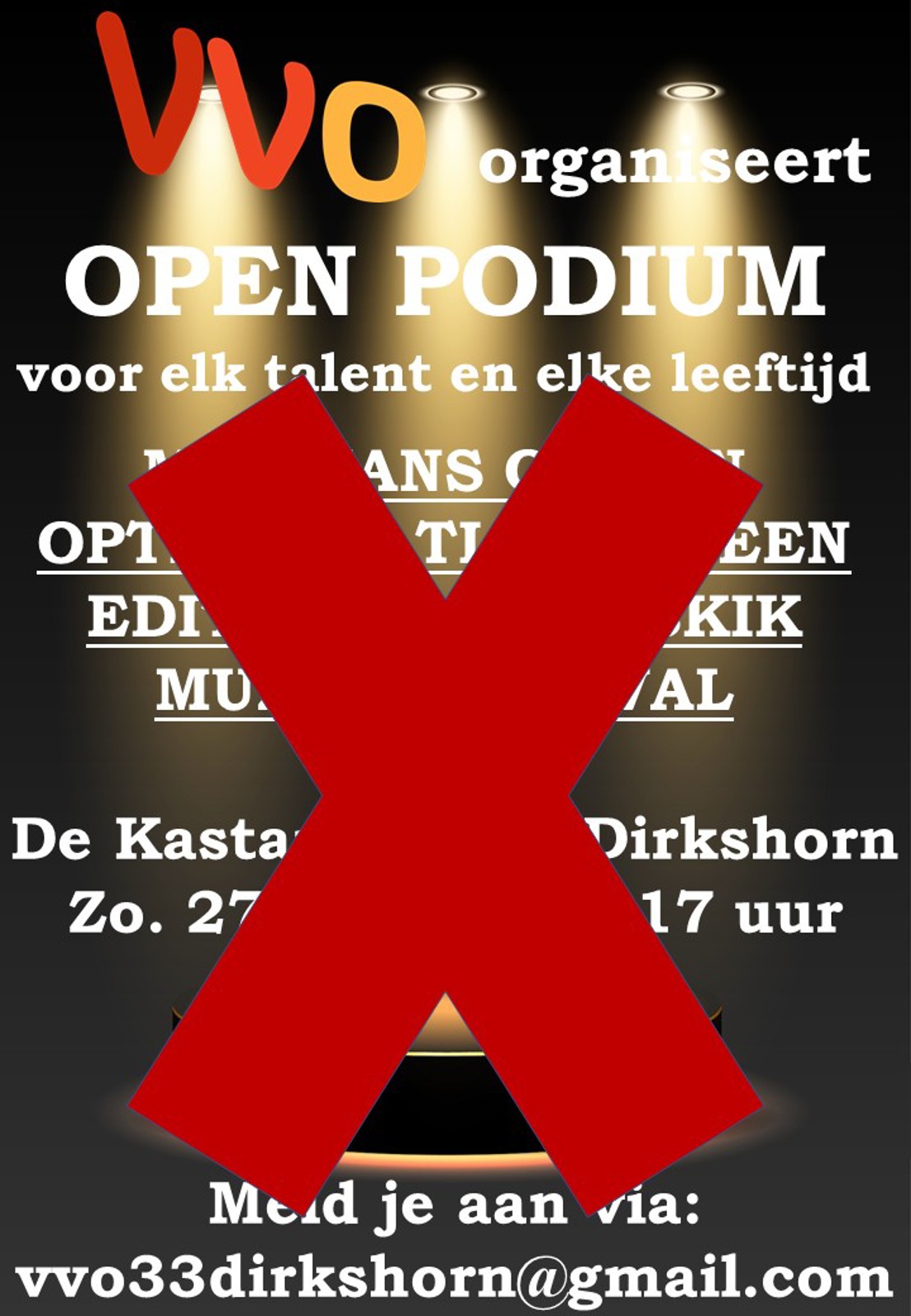 Open Podium afgelast