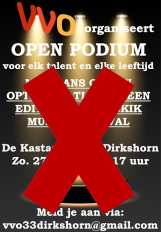 Flyer open podium afgelast